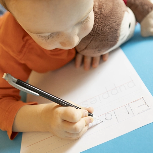 Handwriting worksheet fonts shown in essential print and cursive styles