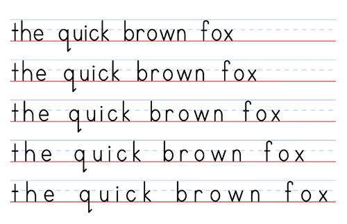 Worksheet showing adjustable spacing between letters or words